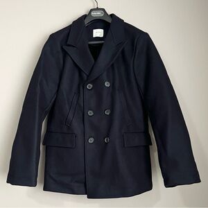 Billy Reid Bond Peacoat – Navy Melton Wool, Made in Italy, Skyfall Style Men’s L